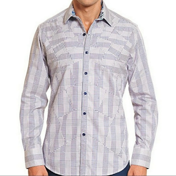 New! Robert Graham Men's Linear Brick Button Shirt Size Small Contrast Cuffs. - Picture 1 of 10